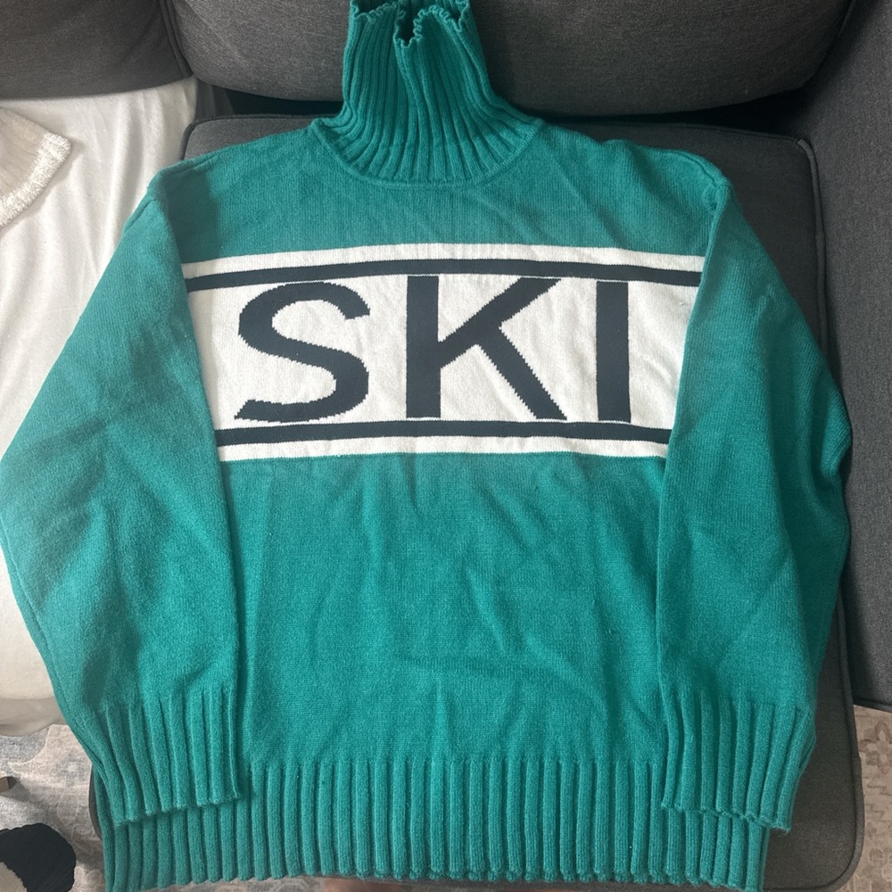 Teal SKI Turtleneck Sweater